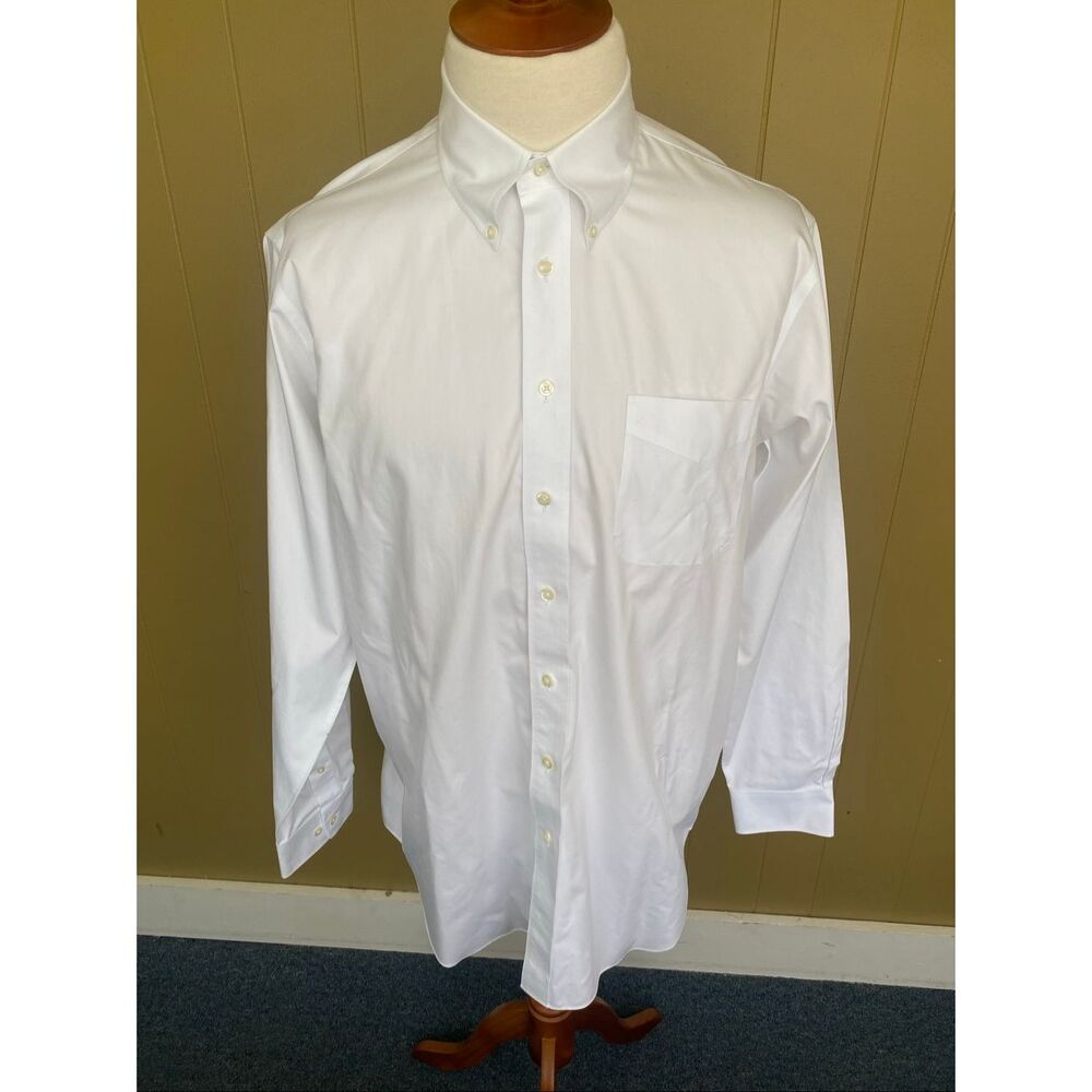 Paul Frederick men Tall 17 neck 37 sleeve 100% cotton button down shirt white